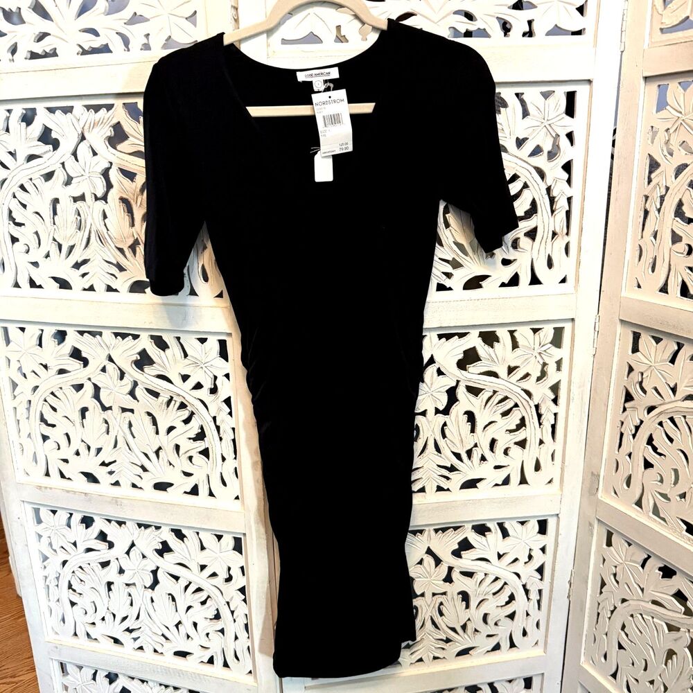 Good American Nordstrom Short sleeved Ruched Maxi  dress New Size 1